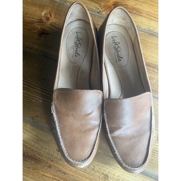 LifeStride Flex Brown Slip On Loafers Brown Size 9M Womens Comfort Shoes - Picture 1 of 9